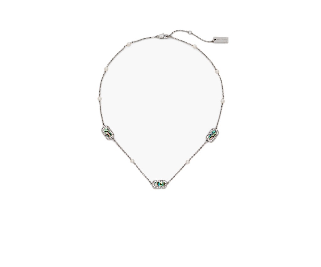 貝母玻璃石頸鏈 (Silver/Crystal)